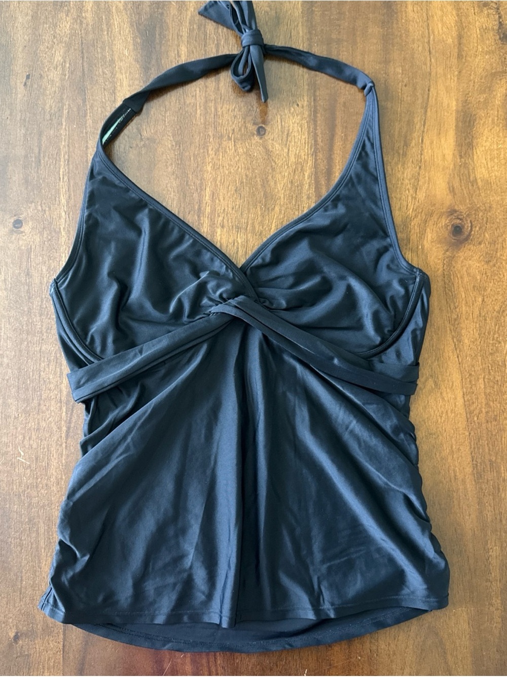 Athleta Twist Black Halter Tankini Top Underwire 38D / DD Swim Bathing Suit Top - Picture 1 of 10